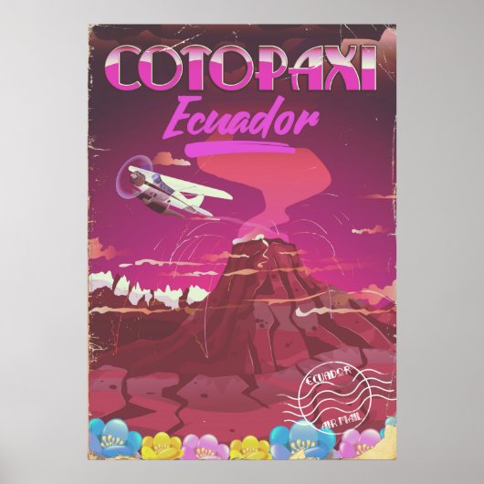 Cotopaxi, Ecuador AIR MAIL-reisposter Poster (Voorkant)