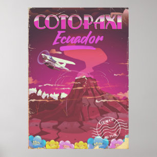 Cotopaxi, Ecuador Luchtpost Reisposter Poster