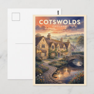 Cotswolds Engeland Reis in Vintage Stijl Briefkaart