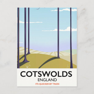 Cotswolds landschap spoorweg reisposter briefkaart