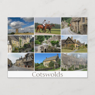 Cotswolds place collage texte carte postale