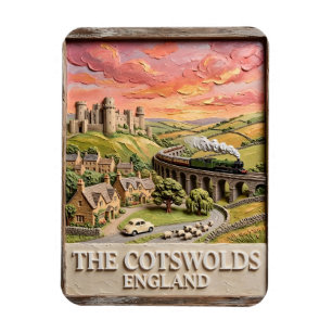 Cotswolds Stoomtrein Kasteel Platteland Engeland Magneet