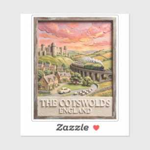 Cotswolds Stoomtrein Kasteel Platteland Engeland Sticker