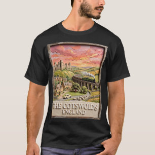 Cotswolds Stoomtrein Kasteel Platteland Engeland T-shirt