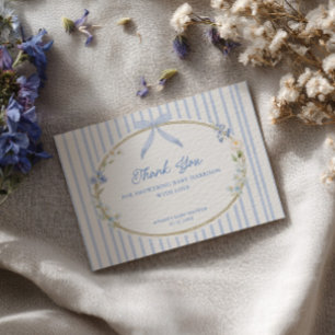 Cottage Blauwe Baby Shower Bedankkaart