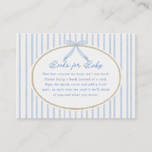 Cottage Blauwe Baby Shower Boeken voor Baby Informatiekaartje