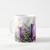 Cottage Bougie violette Noël Mug (Devant gauche)
