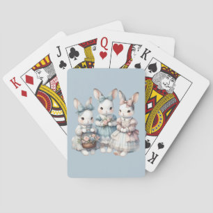 Cottage Bunny Sisters Waterverf Illustratie Pokerkaarten
