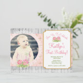 Cottage Chic Floral Invitation Anniversaire 5x7 (Debout devant)
