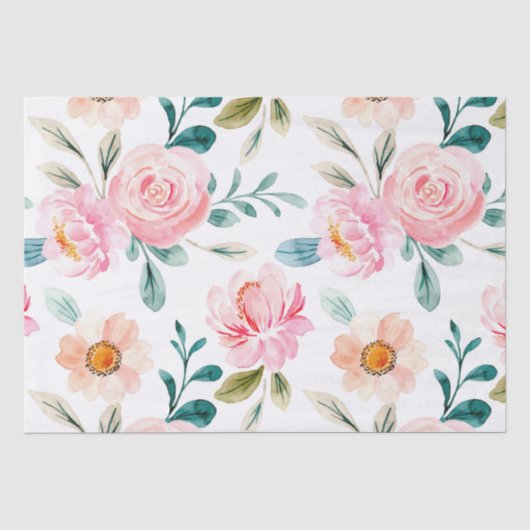 Cottage Chic Flower Pattern Tissuepapier (Voorkant)