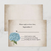 Cottage Chic Hydrangea Mariage Carte RSVP (Devant / Derrière)