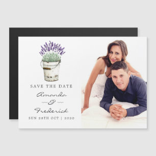 Cottage Chic Lavendel Trouwkaart Save the Date Magnetische Uitnodiging