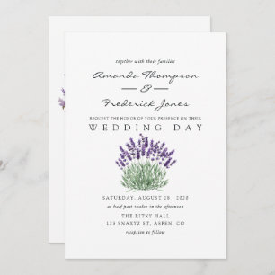 Cottage Chic Lavender Wedding Invitation Kaart