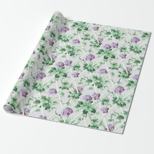 Cottage Chic Paarse Hydrangeas op Trellis Cadeaupapier
