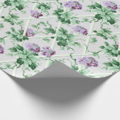 Cottage Chique Paarse Hydrangeas op Trellis Cadeaupapier (Hoek)