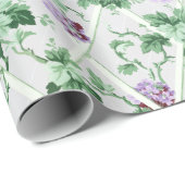 Cottage Chique Paarse Hydrangeas op Trellis Cadeaupapier (Rol Hoek)