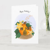 Cottage citrouille Automne automne Carte d'anniver (Devant)