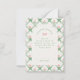 cottage core bloemboog babyshower luierspel notitiekaartje