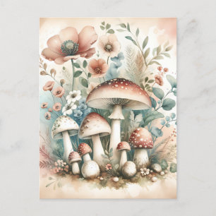 Cottage Core    champignons en bloemen Briefkaart