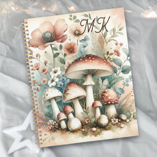 Cottage Core Champignons et fleurs monogrammes