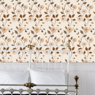 Cottage Core neutrale bloemen Behang