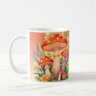 Cottage Core Paddenstoelen en Bloemen Gepersonalis Koffiemok