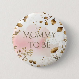 Cottage Core Paddenstoelen en Bloemen Wordt Mama Ronde Button 5,7 Cm