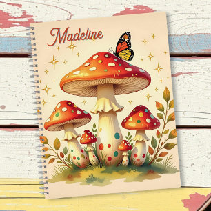 Cottage Core Vintage Paddenstoelen en Vlinder Notitieboek