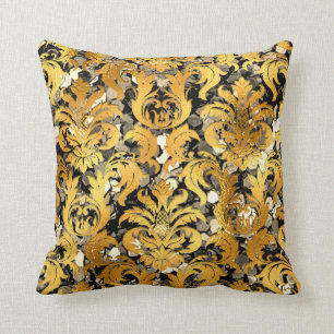 Cottage Damask Sepia Gold Sequin Royal Meatllic Kussen