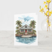 Cottage de Noël côtier - Carte de voeux tropicale (Fleur jaune)