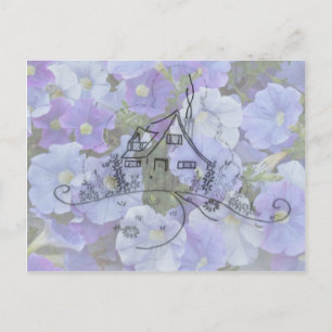 Cottage Embroidery & Petunias Briefkaart