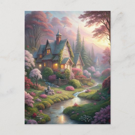 Cottage en tuin briefkaart (Voorkant)