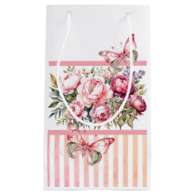 Cottage Floral rose Petit sac cadeau
