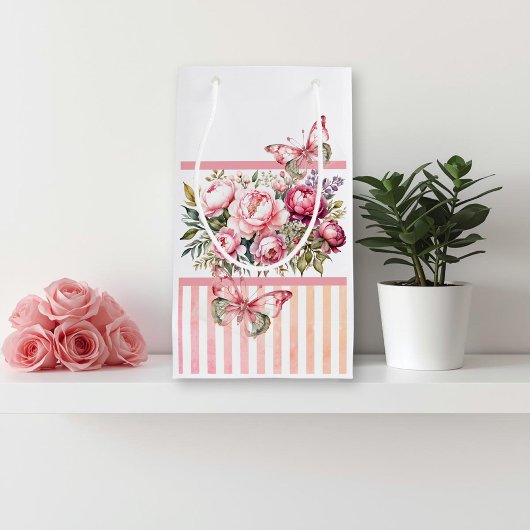 Cottage Floral rose Petit sac cadeau
