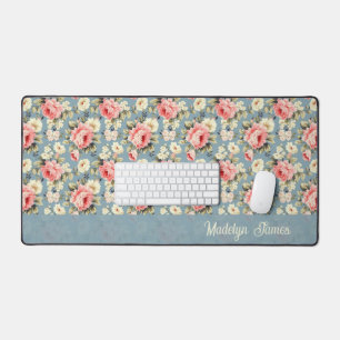 Cottage Floral Stof Blauw School & Kantoor Bureaumat