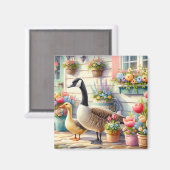 Cottage Garden Geese Spring Illustration Magneet (Voorkant / Achterkant)