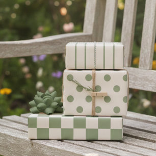 Cottage Garden Sage Green 3 stuks Collectie Inpakpapier Vel