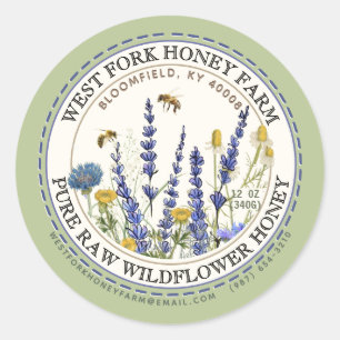 Cottage Garden Wild Meadow Honing met honingbijen Ronde Sticker
