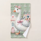 Cottage Goose Floral House Scène (Serviette à main)
