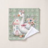 Cottage Goose Floral House Scène (Gant de toilette)