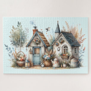 Cottage Haven Bloemrijke Huizen Illustratie Legpuzzel