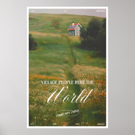 Cottage in Meadow Landscape Art Print Village