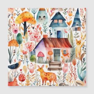 Cottage kern bloemenlandschap dieren huizen
