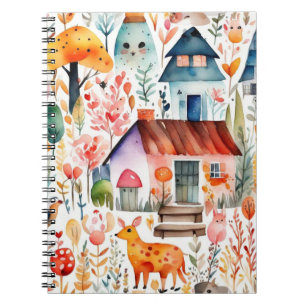 Cottage kern bloemenlandschap dieren huizen notitieboek