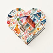 Cottage kern bloemenlandschap dieren huizen notitieboek (Achterkant)