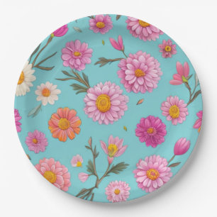 Cottage kern bloemenwitte madeliefjes roze bloemen papieren bordje