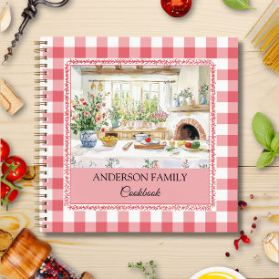 Cottage Kitchen Rood Gingham Patroon Familie Recep Notitieboek