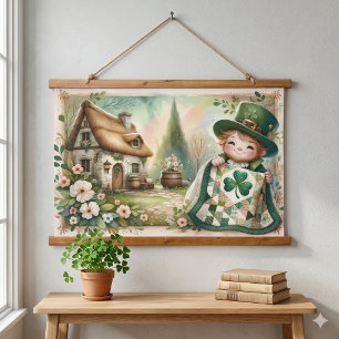 Cottage Leprechaun Patchwork Dekbed Scene Hangend Wandkleed