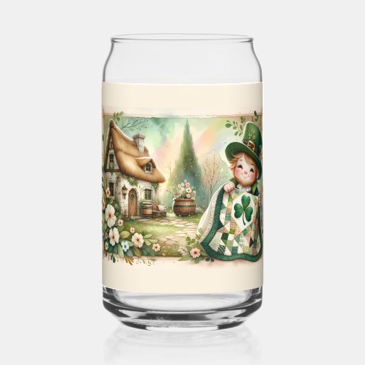 Cottage Leprechaun Patchwork Quilt Scene (Recto)