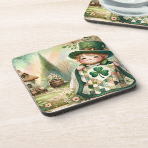 Cottage Leprechaun Patchwork Quilt Scene Bier Onderzetter